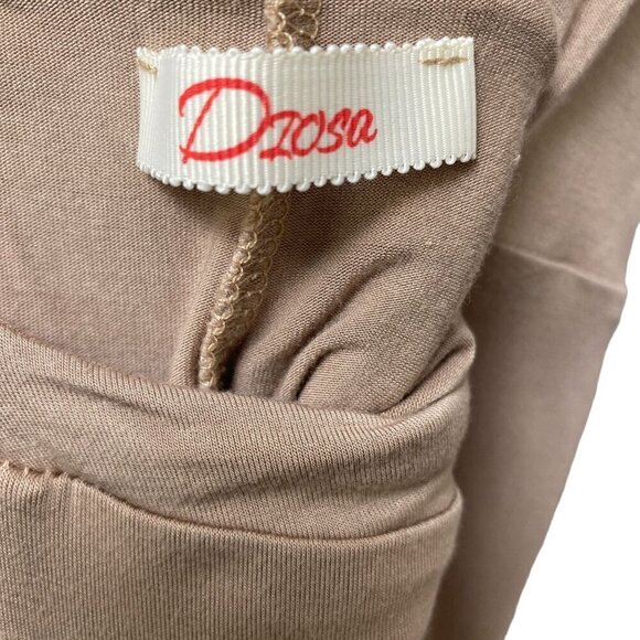 DIOSA Jumpsuit Size Medium Stretch Knit Beige High Slit One Shoulder Cut out - Picture 5 of 8